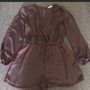 Purple Charlotte Russe long sleeve satin romper